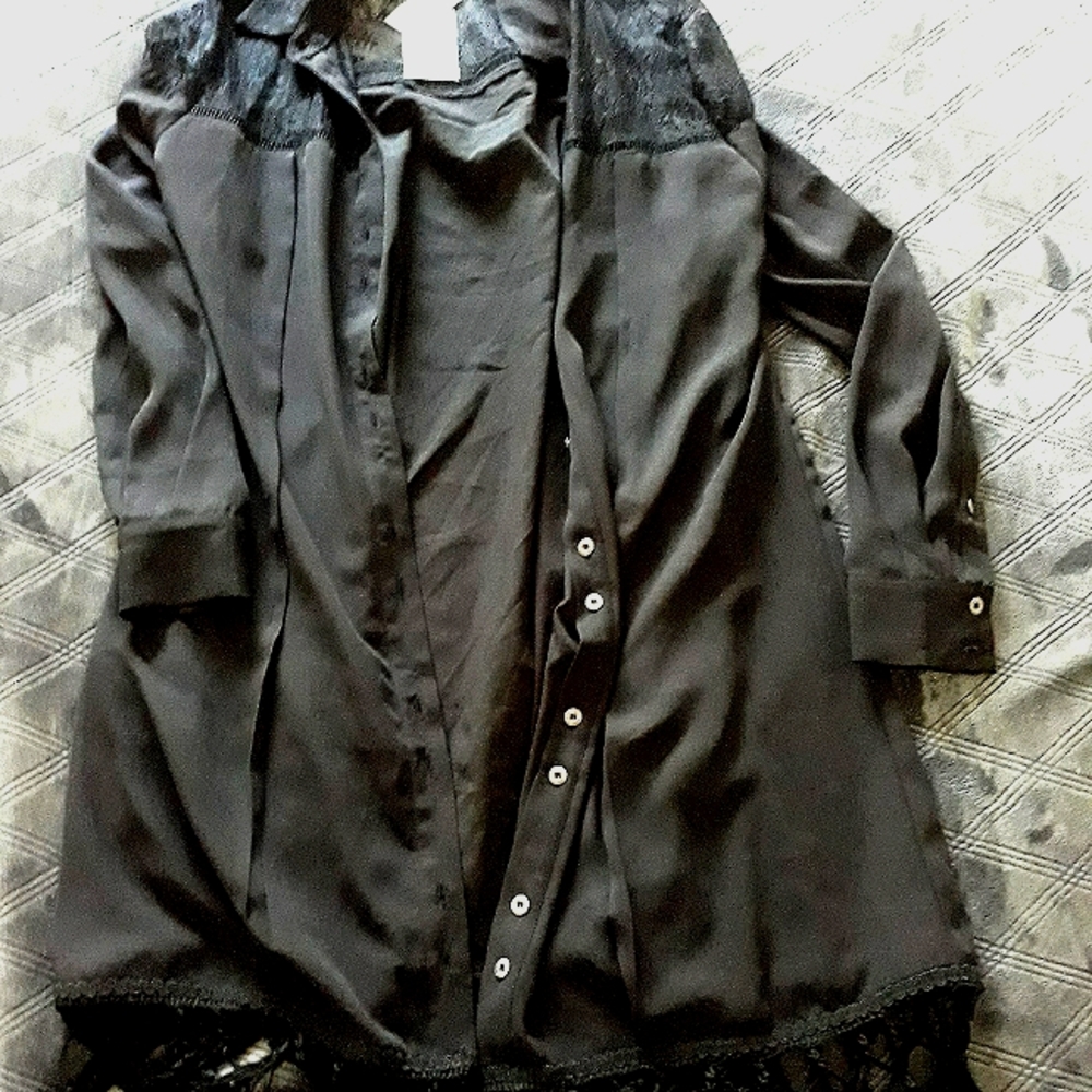 Miss Me fringe and lace button up dress sz small